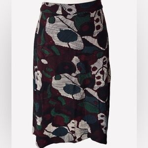 Anthropologie Isla Maude “Turia” Skirt Cotton Blend Burgundy White Midi Designer